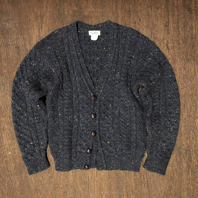 L.L. Bean Fisherman knit Cardigan （エルエルビーン フィッシャーマン ニット セーター カーディガン）旧タグ ビンテージ アイルランド産