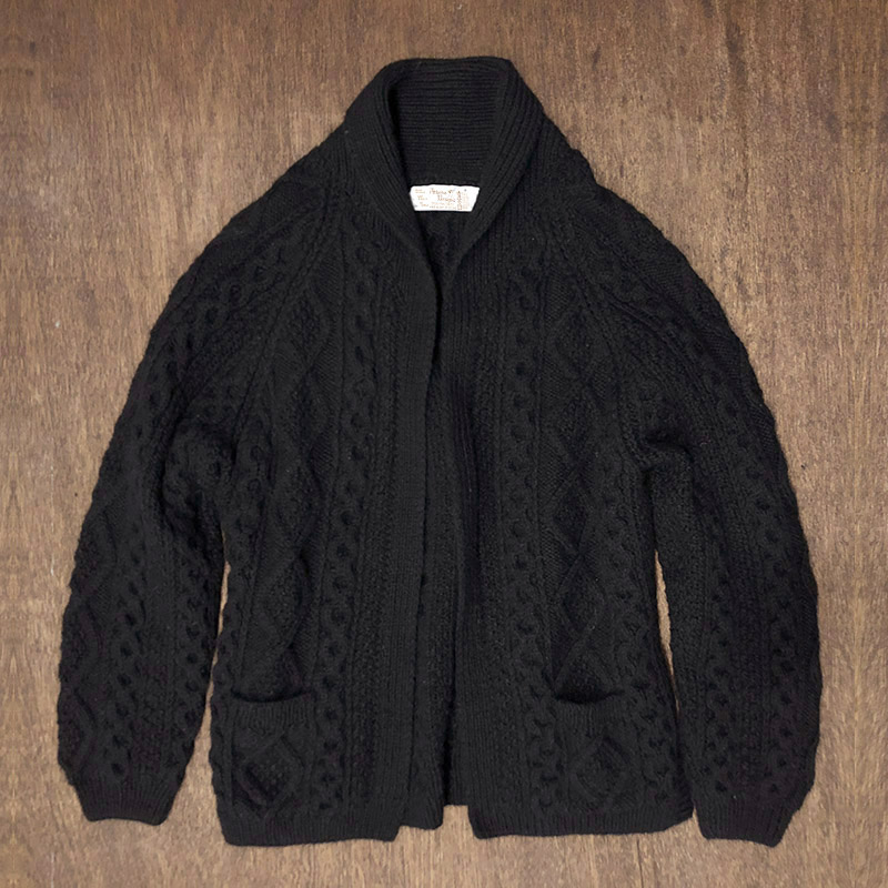 Athena Designs Fisherman knit Robe Black （アテナデザイン フィッシャーマン セーター ニット ローブ）ブラック アイルランド産