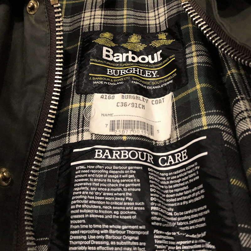 Barbour Burghley Coat Sage C36（バブアー バーレー コート 