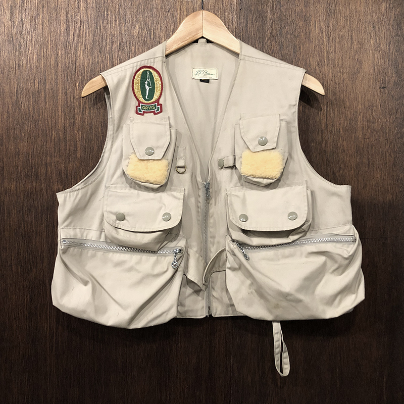 L.L.Bean Fishing Vest Orvis Patch（エルエルビーン フィッシンング ベスト オービス ワッペン付）タンカラー 筆記体タグ時代 ビンテージ オリジナル