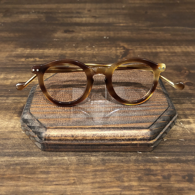 Vintage France Round Pant Honey Amber Glasses Frame Deadstock ビンテージ フランス ラウンド パント 2ドット 眼鏡 フレーム デッドストック品