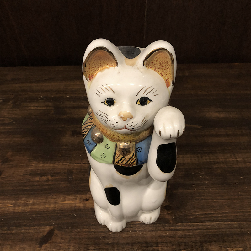 古瀬戸 骨董品 招き猫 27cm 完品 ジャパン アンティーク 稀少な大きな 