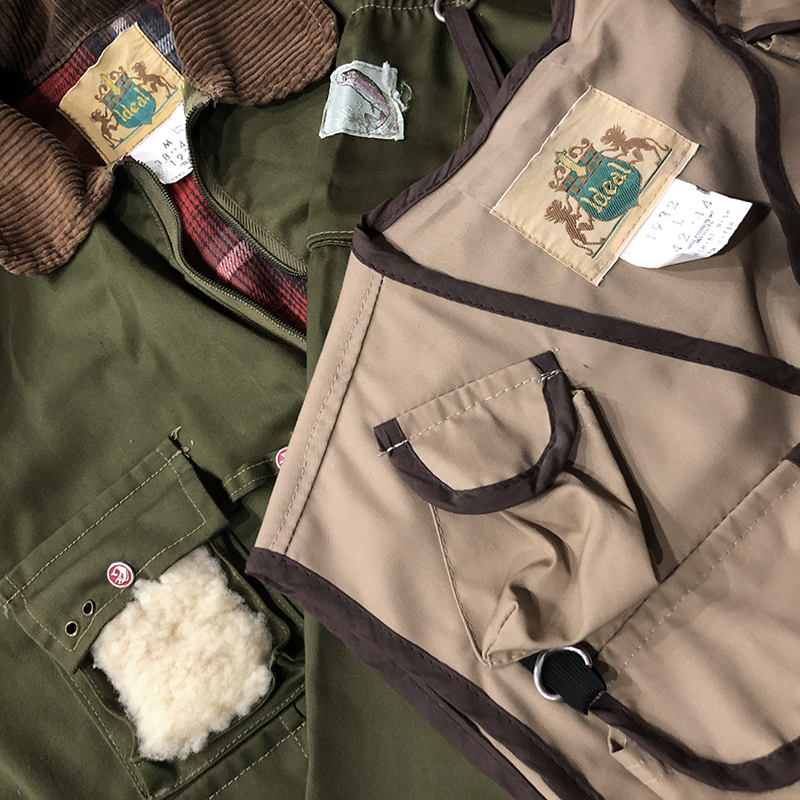 Ideal Vintage Fishing Jacket Khaki Deadstock 、Ideal Vintage Fishing Vest  Brown Tone Mint