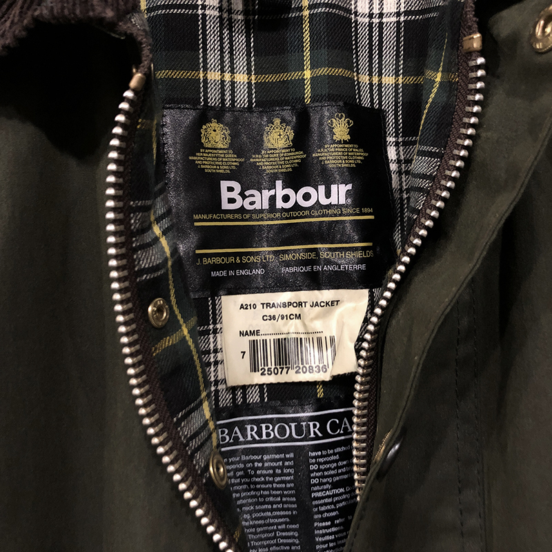 Barbour Transport Jacket Sage C36 Dead Stock With Pack & Guarantee | OLDS