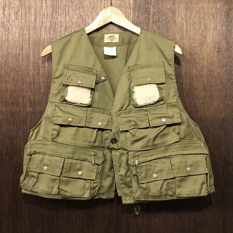 Ideal Vintage Fishing Vest Green XL Deadstock イデアル イディール 社 ビンテージ フィッシング ベスト カーキグリーン デッドストック品