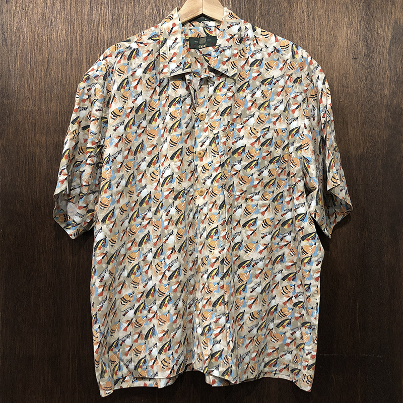 Orvis Fly Pattern Fishing Shirt XL Mintオービス フライ柄 フィッシング 半袖シャツ XLサイズ ビンテージ ミントコンディション