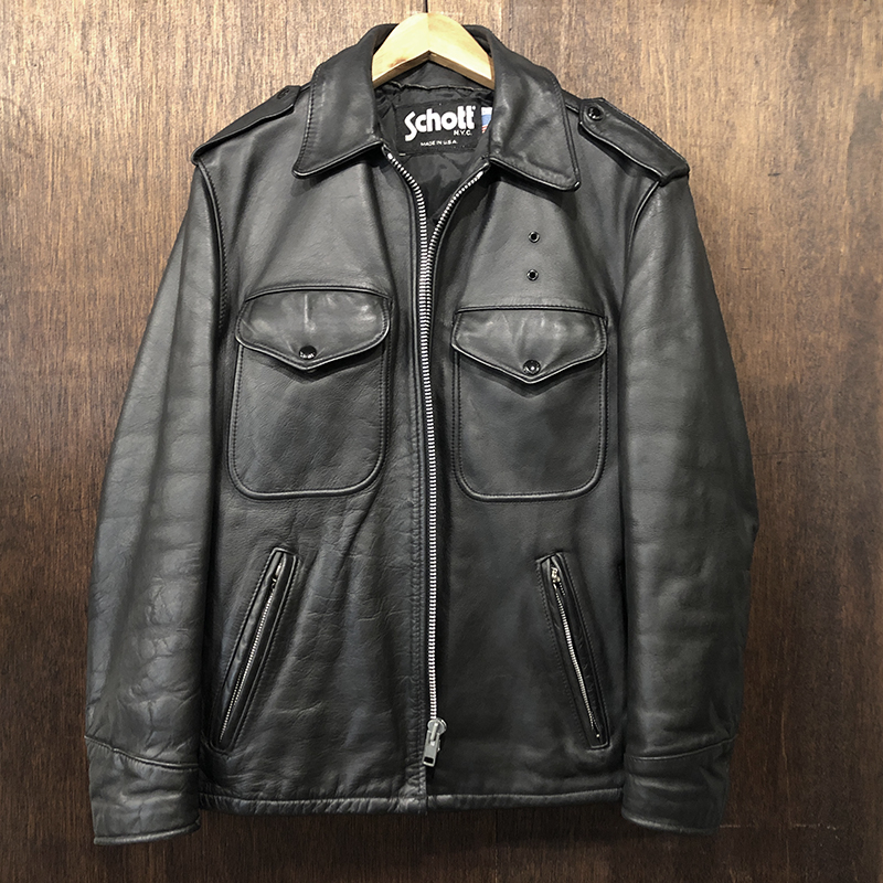 Schott 602 Policeman Leather Jacket 34 Mint ショット ポリスマン レザー ジャケット サイズ34 ブラック ビンテージ ミントコンディション