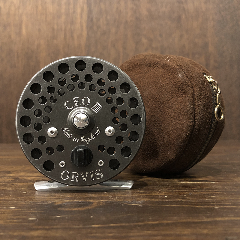 Orvis CFO III Screw Back Early Inverted Logo Fly Fishing Reel With Leather Case オービス シーエフオー CFO3 フライリール スクリューバック マイナスねじ 逆ロゴエングレーブ オリジナルスエードレザーケース オリジナル 極初期モデル