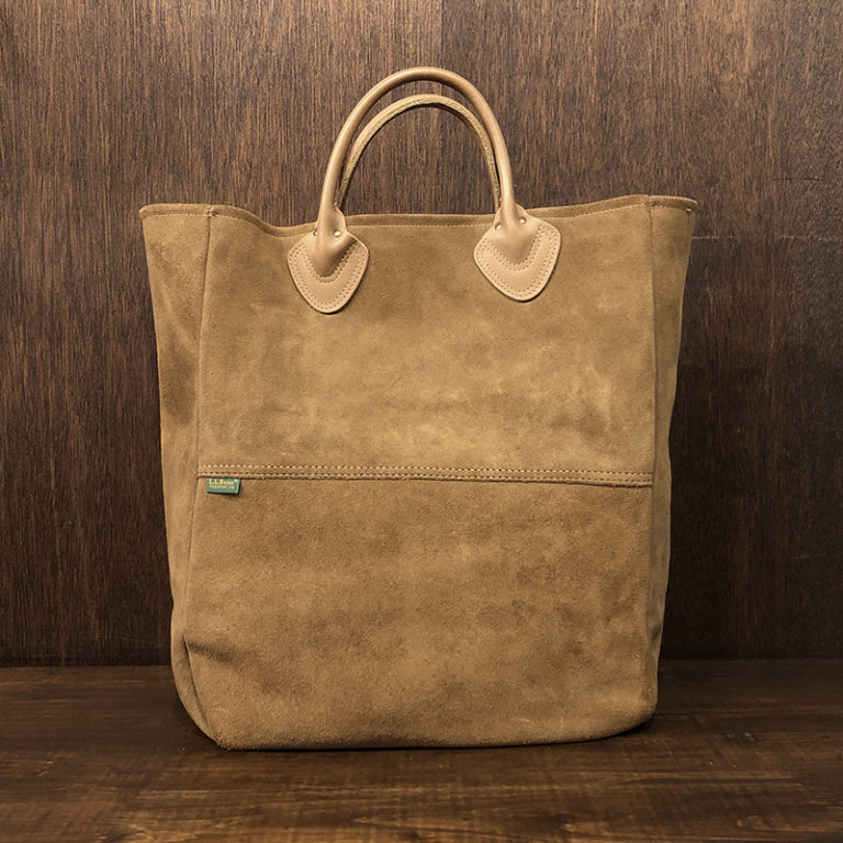 LL Bean Brown Suede All Leather Tote Bag Green Tag Deadstock エルエルビーン