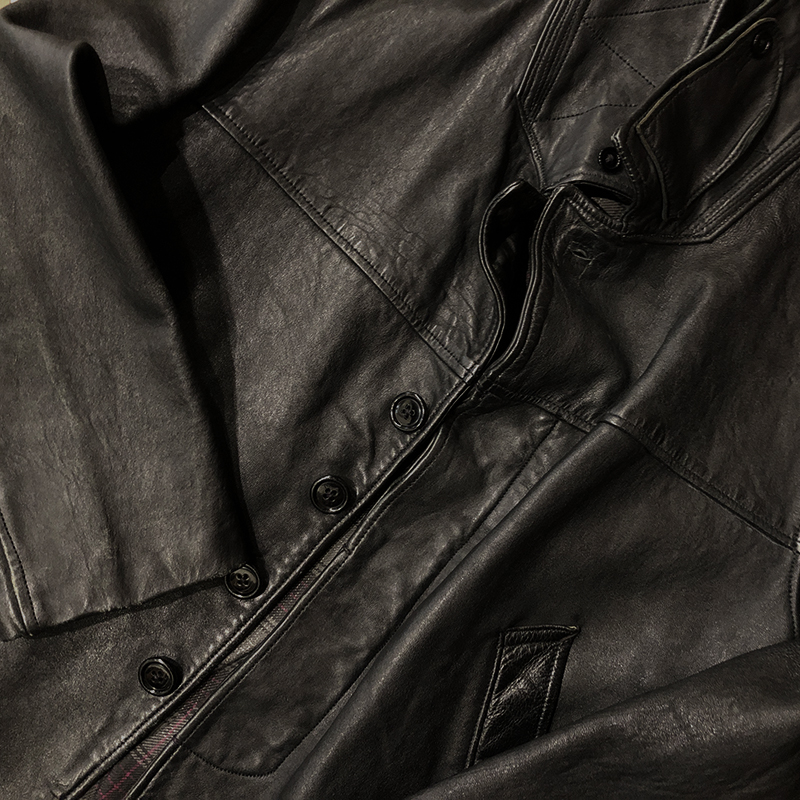 French Fireman Bourgeron Leather Jacket Black フレンチ ファイヤーマン ボージョン レザージャケット ブラック フランス ビンテージ