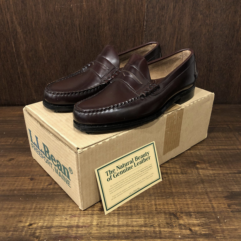 LL Bean Penny Loafer Shoes Beef Roll Type Real Leather 8D with Box & Paper Deadstock エルエルビーン ペニー