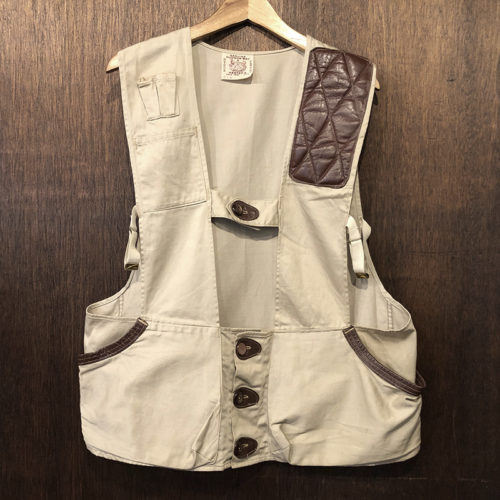 Hudson Bay Herter's Vintage Hunting Shooting Vest Cotton Poplin Fabric Tan Brown Leather LL ハドソン ベイ ハーターズ ビンテージ ハンティング ベスト コットンポプリン タンカラー ブラウンレザーコンビ ビンテージ