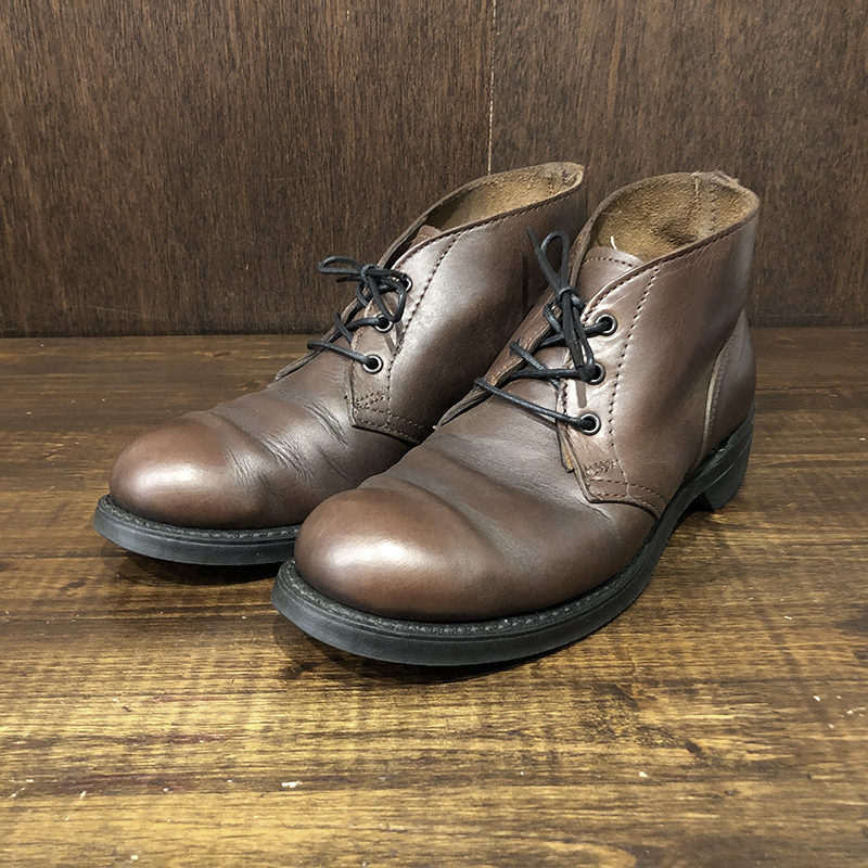 Brown Leather Vintage Chukka Boots Shoes Vibram Biltrite Sole 8D Made in USA ブラウン リアルレザー チャッカ シューズ ブーツ ビブラムソール ビンテージ オリジナル グッドコンディション