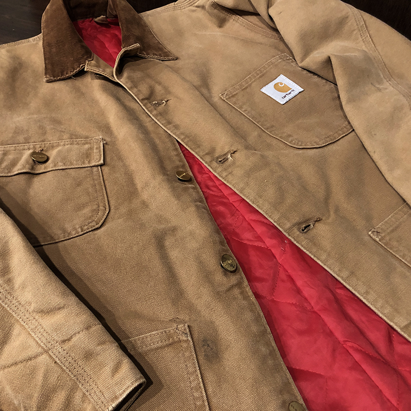 Carhartt Duck Chore Coat Old Red Quilt Lining