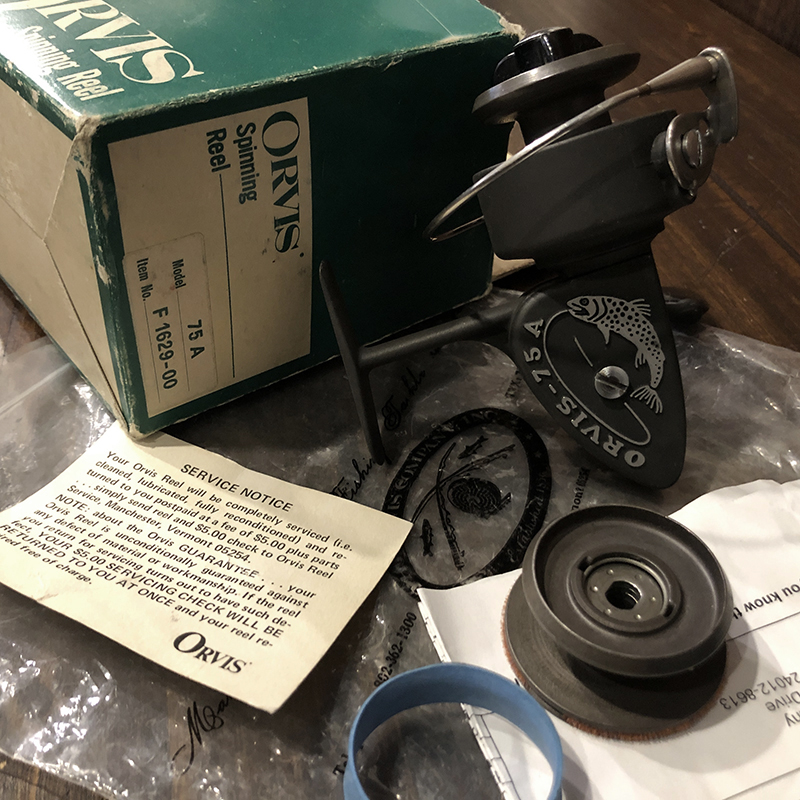 Orvis 75A Spinnig Reel with Box Sleeve Guarantee card Paper Spare Spool