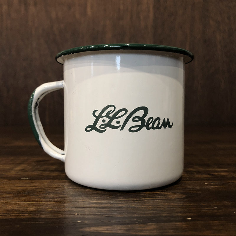 L.L. Bean Cursive Logo Outdoor Enamel Metal Mug Cap Mint エルエルビーン 筆記体ロゴ アウトドア 琺瑯 ホーロー エナメル マグカップ 展示品 ミントコンディション