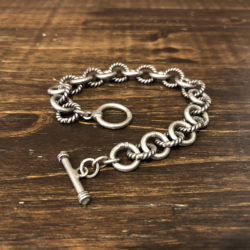 Vintage Silver Rope Decoration Chain bracelet Toggle Clasp T-bar End 925 Engraved 20.2cm ビンテージ シルバー ロープシェイプ 縄状 連結チェーン ブレスレット マンテル トグルクラスプ  Tバー エンド 925刻印 エクセレントコンディション