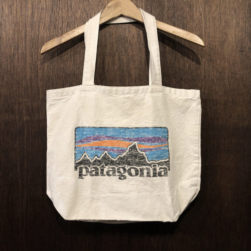 Patagonia Fitz Roy logo Design Print Organic Cotton Canvas Market Tote Bag パタゴニア フィッツロイロゴ プリント オーガニック コットン キャンバス マーケット トート エコバッグ グッドコンディション
