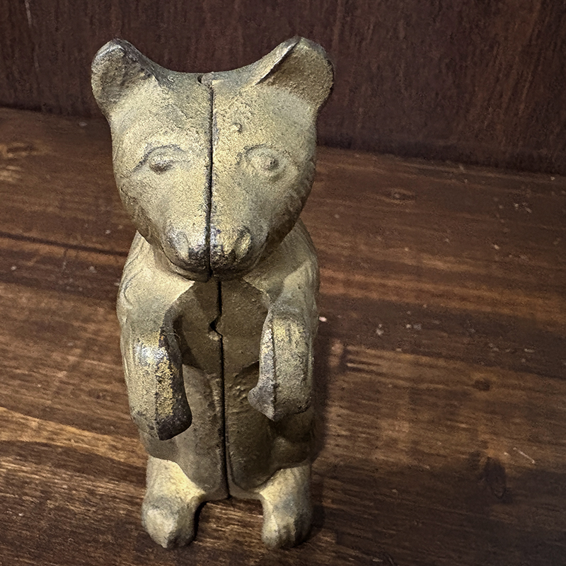 Vintage Cast Iron Bear Coin Bank Ornament Statue