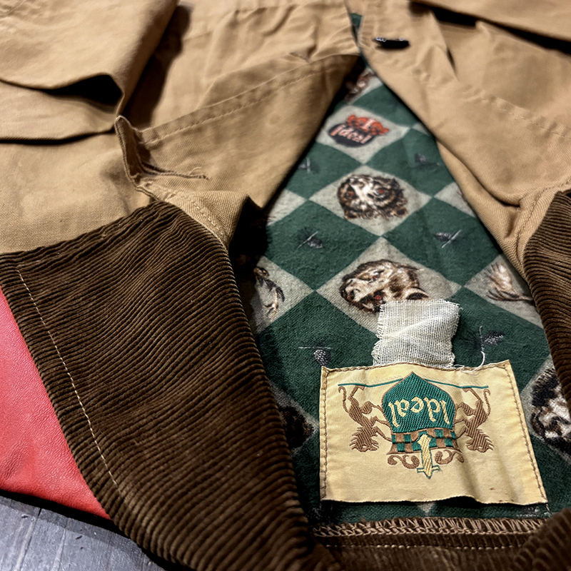 Ideal Vintage Hunting Jacket Cotton Duck & Hunter Orange & Animal pattern Liner