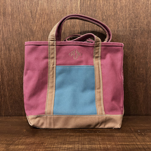 L.L. Bean Custom Multi Color Boat and Tote Wine / Moca/ Turquoise / Tote Bag Medium Made in USA エルエルビーン ボート アンド トート マルチカラーカスタムカラートート ワイン モカブラウン ターコイズ キャンバス トートバッグ ミディアムサイズ グッドコンディション
