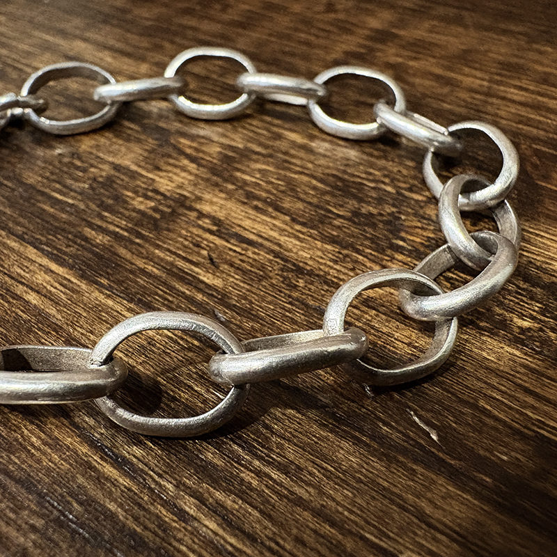 Vintage Silver Oval Chain bracelet Toggle Clasp T-bar End 925