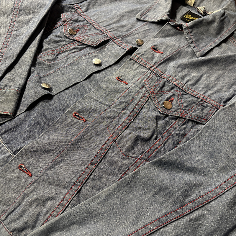 Wrangler 127MJ Type Heavy Blue Chambray Red Stitch Trucker Jacket