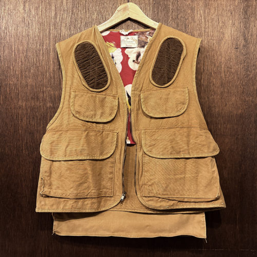 Penneys Foremost Duck Canvas Hunting Vest Bird Hunting Hunter Dog Inner Pattern ペニーズ フォアモースト ヘビー コットン ダック ハンティングベスト バードハンティング ハンター 猟犬柄 ピクトプリントネルインナー リムーバブルゲームバッグ ビンテージ グッドコンディション