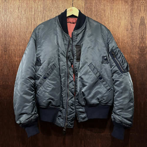 Greenbrier Industries MA-1 Flight Jacket Gray Navy / Bordeaux Medium Made in USA Mint グリーンブライヤー インダストリーズ MA1 フライトジャケット グレーネイビー ナイロンツイルシェル ボルドーインナー シビリアン オールドモデル USA製 ミントコンディション