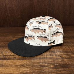 Old Fishing Trout Pattern 6 Panel Sports Fishing Cap Free Size Deadstock オールドフィッシング トラウト柄 フィッシュ柄 6パネル スポーツ フィッシング キャップ フリーサイズ デッドストックコンディション
