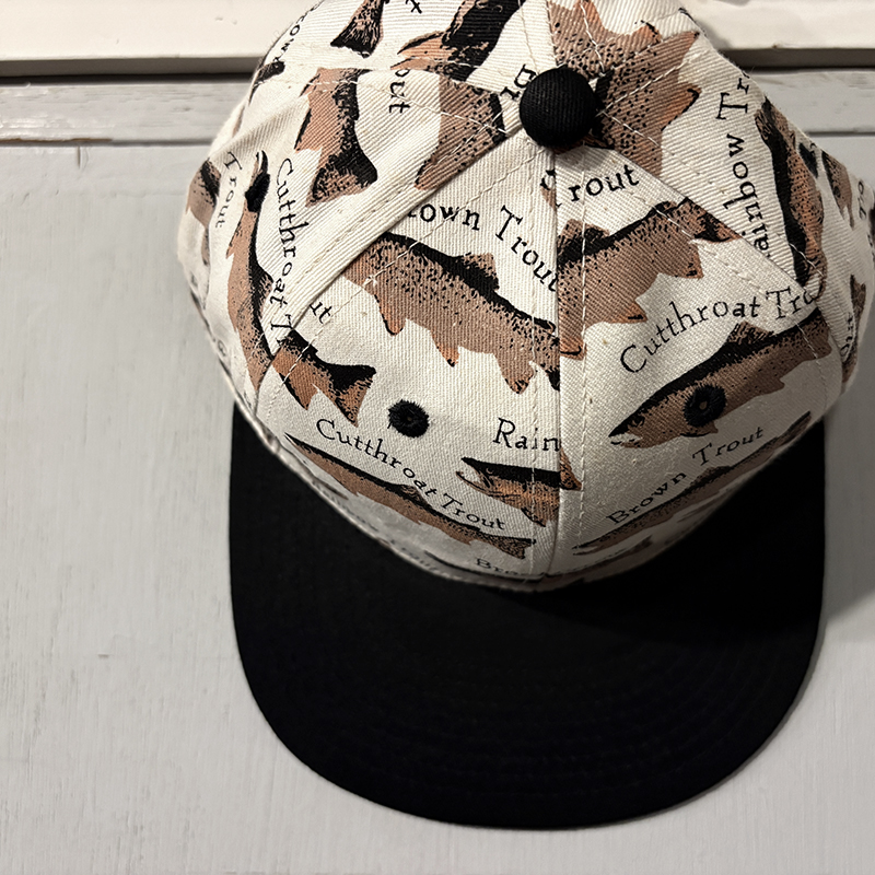 Old Fishing Trout Pattern 6 Panel Sports Fishing Cap