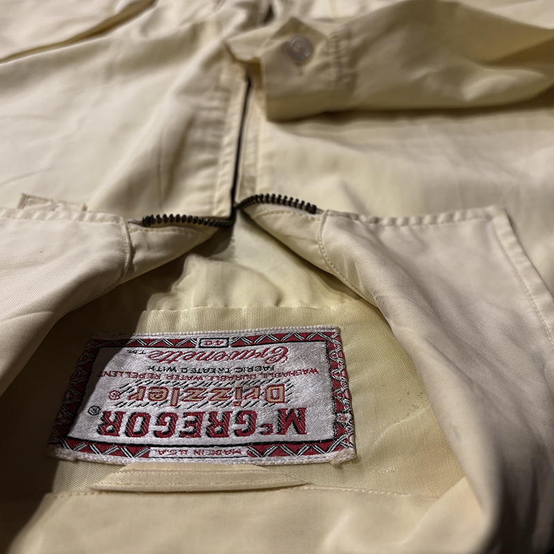 Vintage McGREGOR Drizzler Jacket Cream Yellow Made in USA