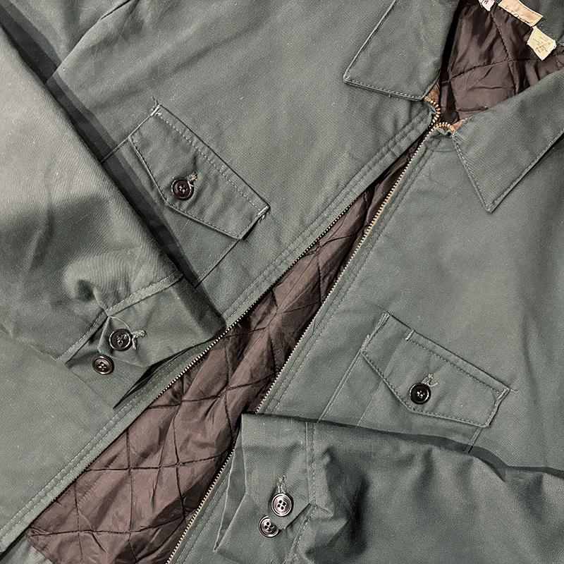 Vintage 2pocket Zip Work Jacket Middle Fall Green Twill Brass Talon Zip