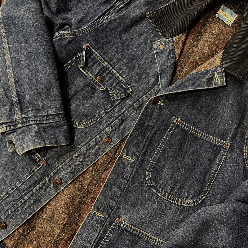 Sears Inner Blanket Denim Coverall Chore Jacket Birdseye Button Made in USA