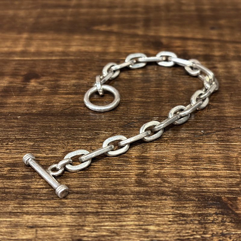 Vintage Silver Square Cross Section Chain bracelet Toggle Clasp T