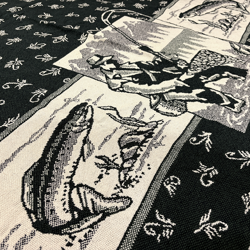 Vintage Cotton Throw Blanket Fly Fishing Fisherman & Trout & Fly Pattern