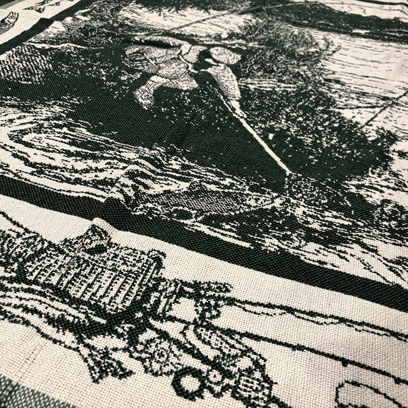 Crown Crafts Cotton Throw Blanket Trout / Rod / Fly Fishing Landing Scene