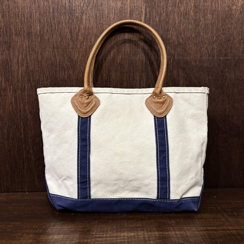 L.L. Bean Boat and Tote Leather Handle Ivory / Navy Tote Bag M エルエルビーン ボート アンド トート レザーハンドル アイボリー ネイビー トートバッグ 単色タグ オールド オリジナル グッドコンディション