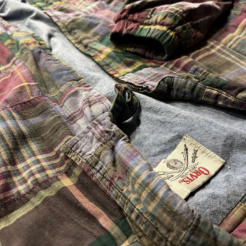 Orvis Vintage Cotton Indian Madras Patchwork Blouson Jacket Made in USA