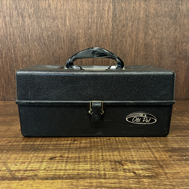 Old Pal Vintage Lure Tackle Box Black Fish Decorated Handle 2tray Stock オールドパル ビンテージ タックルボックス ルアーボックス 魚装飾ハンドル 2トレーストックモデル ビンテージ