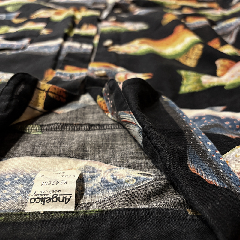 Vintage Trout Pattern Cotton Short Sleeve Fishing Shirts