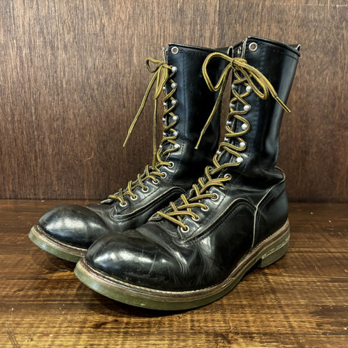 Redwing 919 Lineman Boots Black Chrome Leather Green Sole Vintage Early Print Tag 9C レッドウィング 919 ブラッククロームレザー ラインマン ブーツ サイズ9C 初期プリント羽タグ 93年 ビンテージ オリジナル エクセレントコンディション