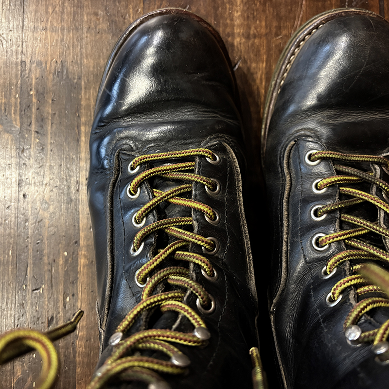 Redwing 919 Lineman Boots Black Chrome Leather Green Sole