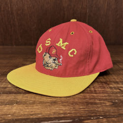 US Marine Corps USMC Bulldog Sports Cap Snap Back Red Yellow Free Made in USA Mint アメリカ海兵隊 スポーツ キャップ スナップバック レッド イエロー 2トーン ビンテージ キャップ ミントコンディション