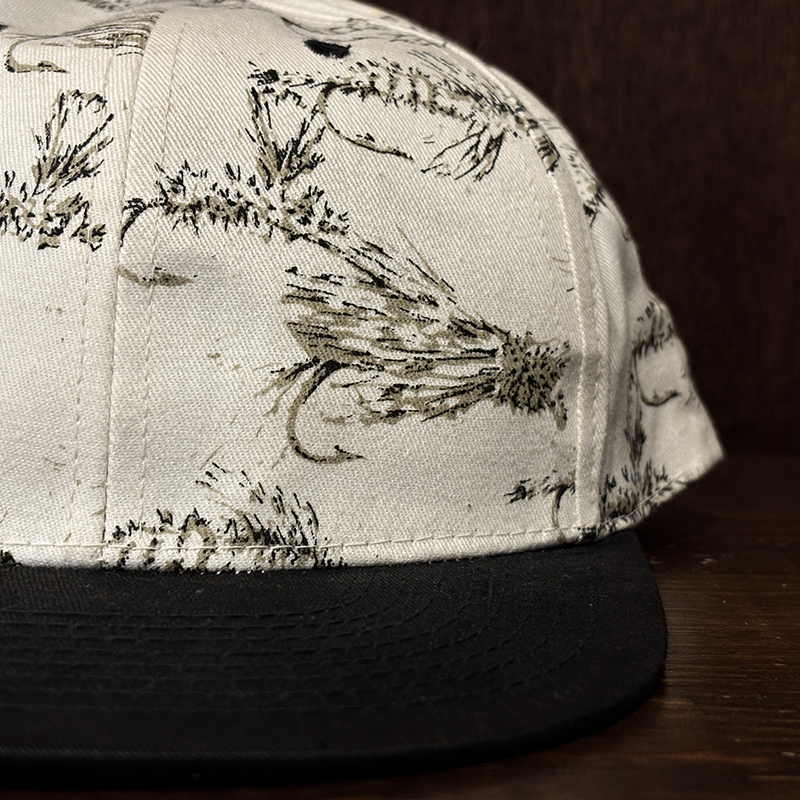 Old Fishing Fly Pattern 6 Panel Sports Fishing Cap
