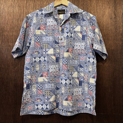 Old Reverse print Fish & Leaf & Tiki Pattern Cotton Pullover Shirts Made in Hawaii USA オールド ハワイアンフレーバー コットンアロハ フィッシュ リーフ ティキ 守神 パターン オールド ショートスリーブ プルオーバー シャツ リバースプリント バッククロス仕様 ハワイ製 米国製 グッドコンディション Old Reverse print Fish & Leaf & Tiki Pattern Cotton Pullover Shirts Made in Hawaii USA オールド ハワイアンフレーバー コットンアロハ フィッシュ リーフ ティキ 守神 パターン オールド ショートスリーブ プルオーバー シャツ リバースプリント バッククロス仕様 ハワイ製 米国製 グッドコンディション